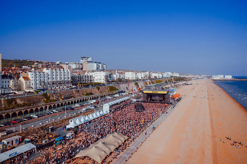 Aerial view of Brighton Beach festival